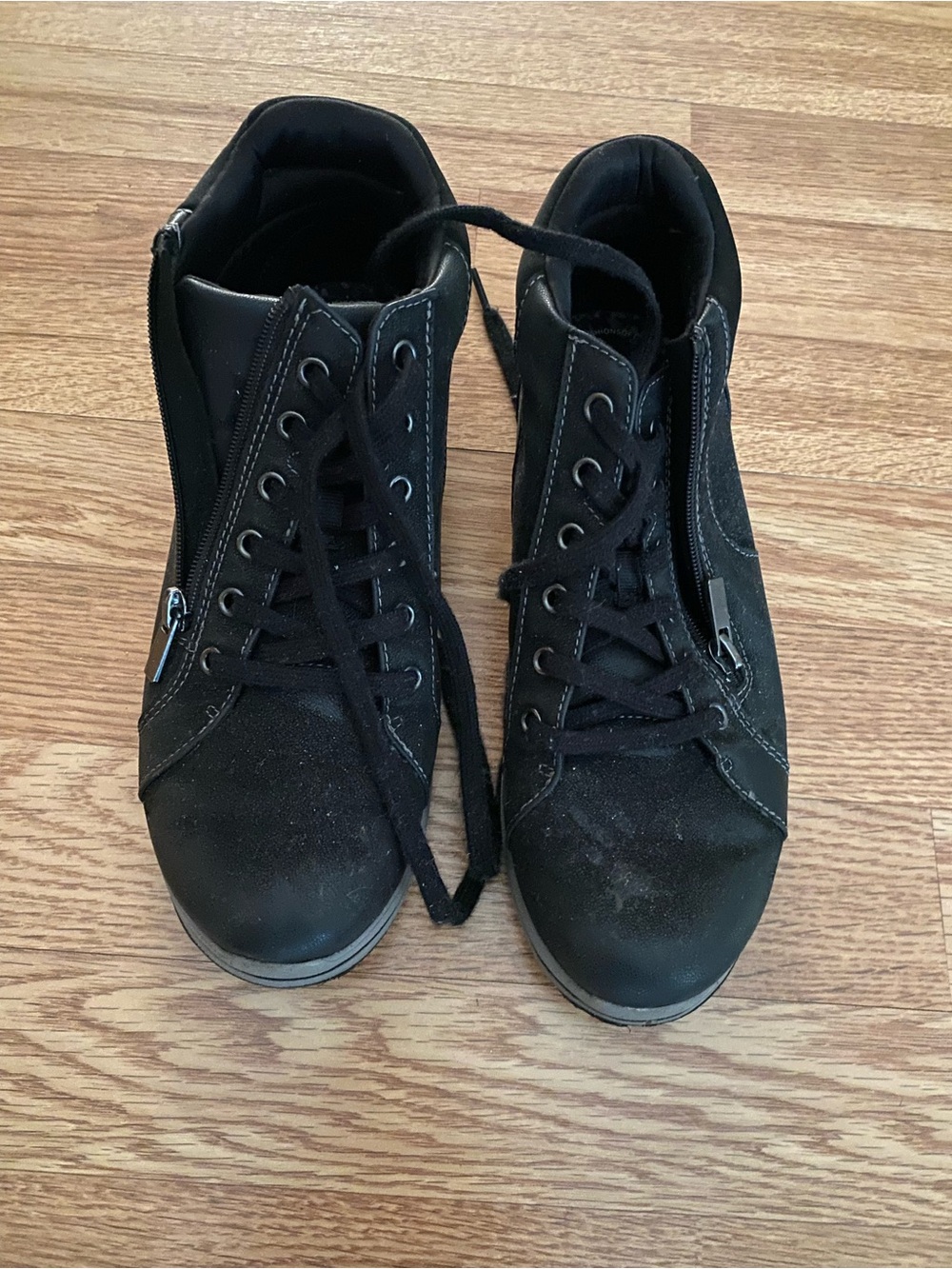 Cloudsteppers by Clarks Black Lace-Up Wedge Ankle Boots
